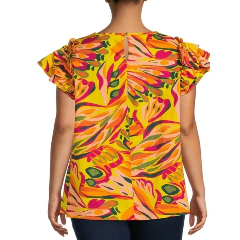 Terra & Sky Ruffle Sleeve Top Multicolor Size 3X (24W-26W) - Picture 2 of 15